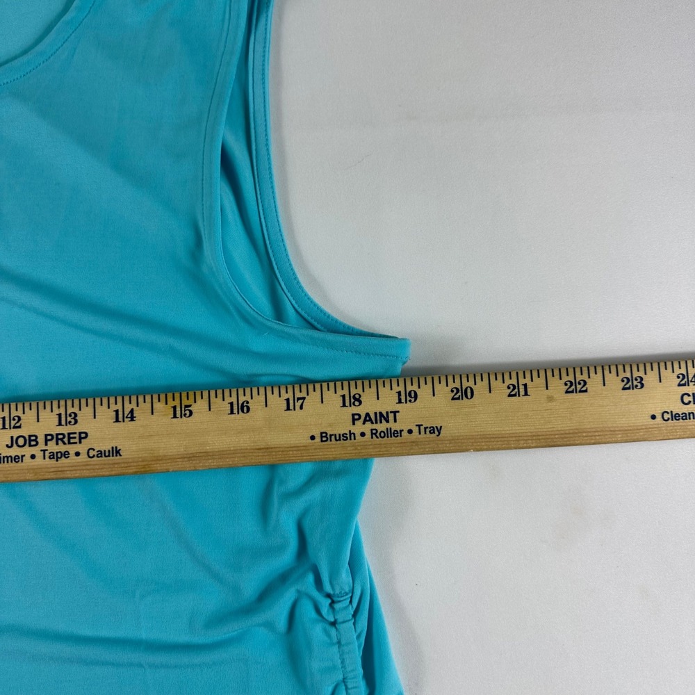 NWT JM Collection Women's Large Turquoise‎ Blue Keyhole Ruched Sleeveless Top - Picture 6 of 7